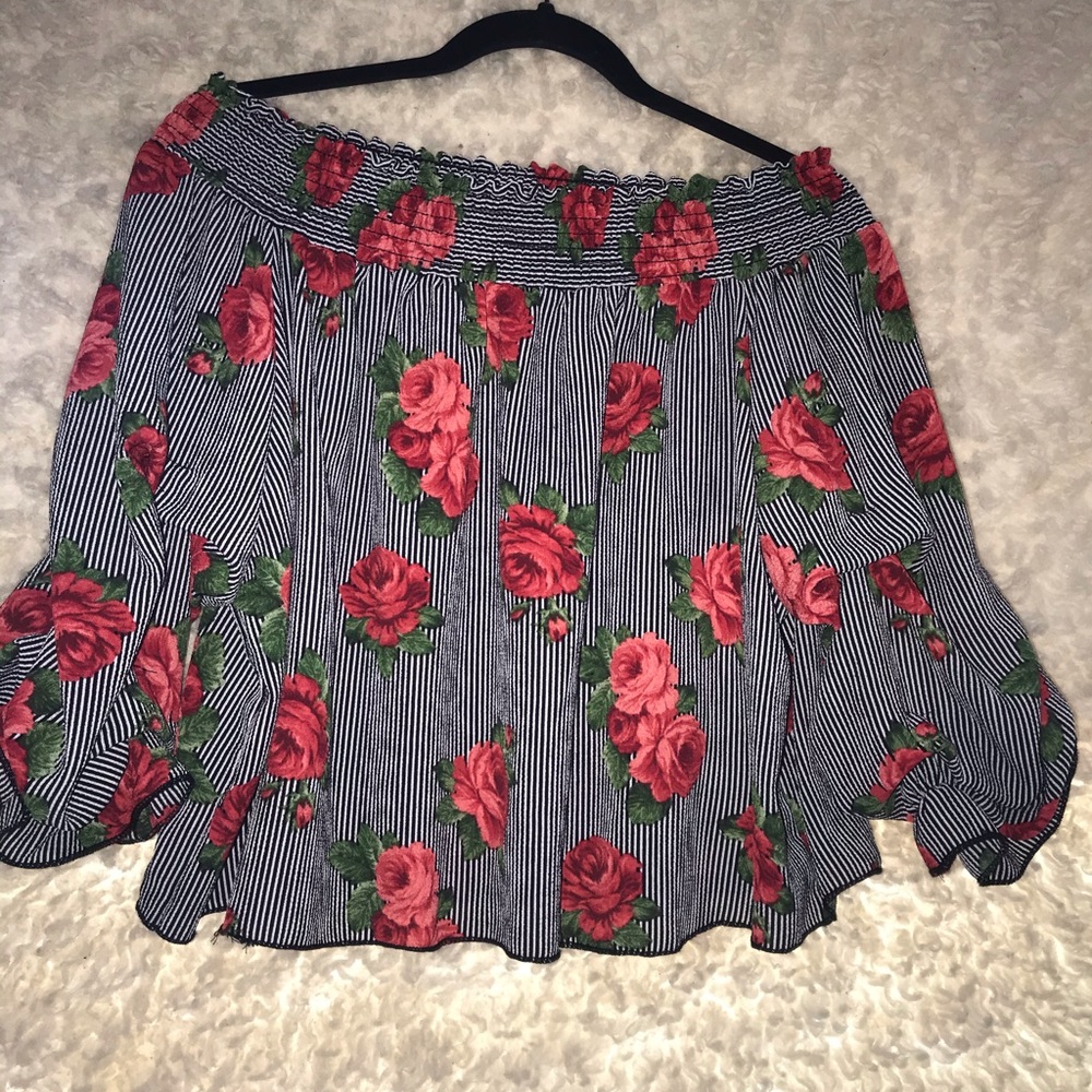 stripped off the shoulder blouse